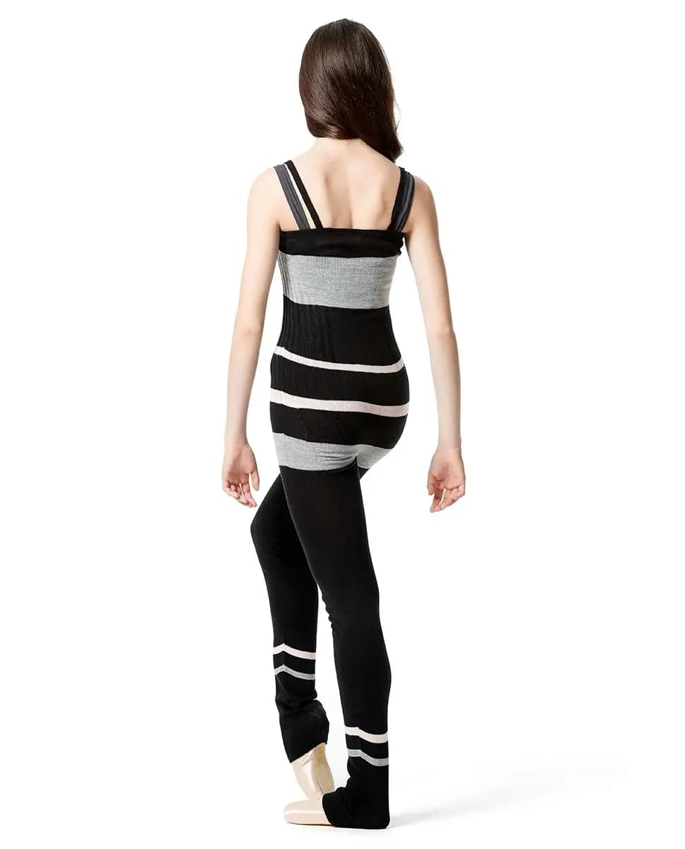 Striped Knitted Warm Up Camisole Unitard