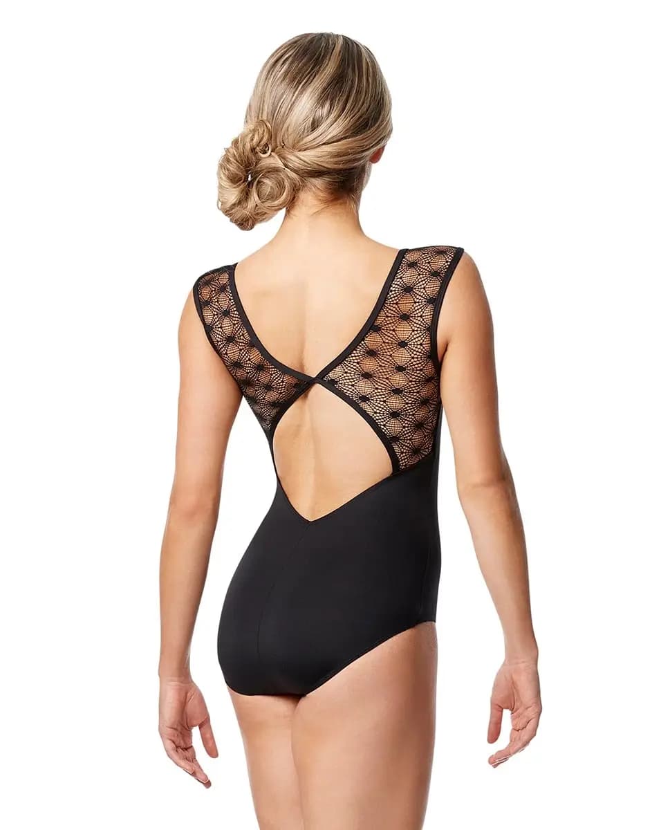 Mesh Yoke Caps Leotard Jessamyn