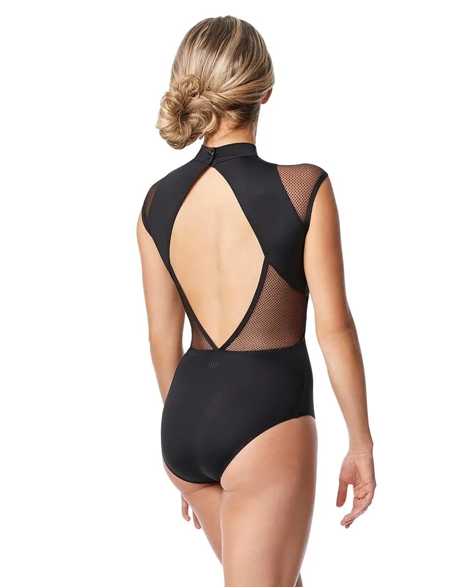 Lace Mesh Mock Neck Leotard Coretta