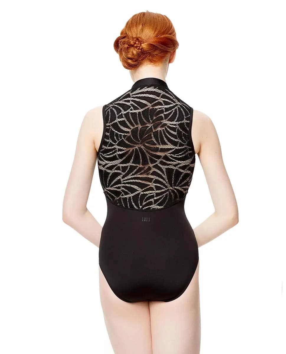 Women Geo Mesh Mock Neck Leotard Fernanda