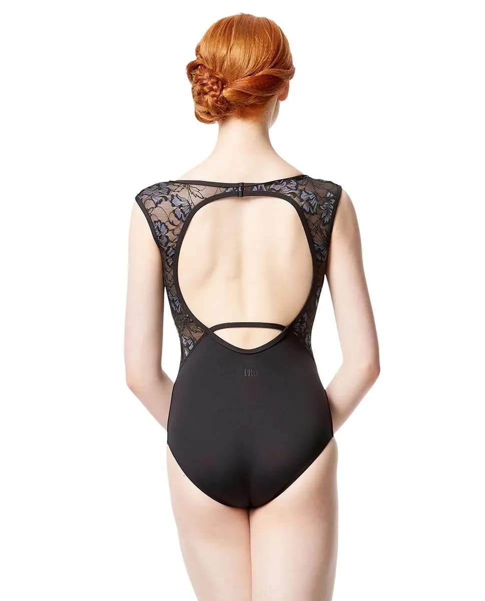 Women Colored Lace Cap Sleeve Leotard Delmar