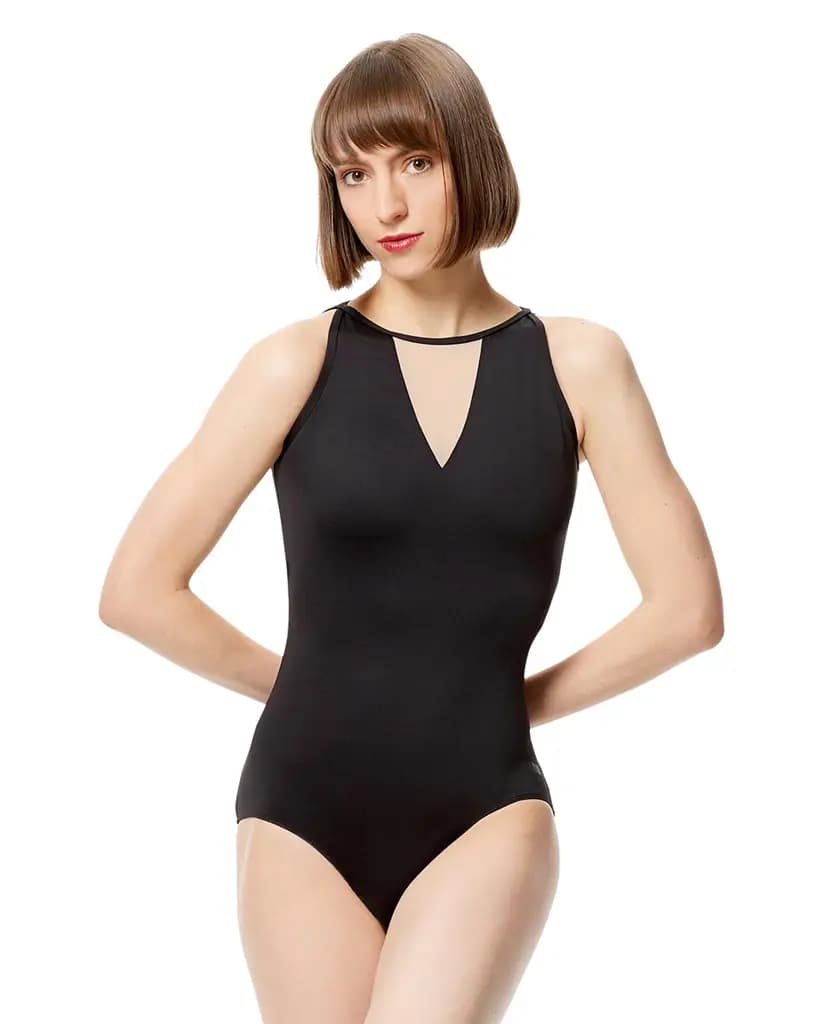Edite Mesh Halter Neck Leotard With Applique