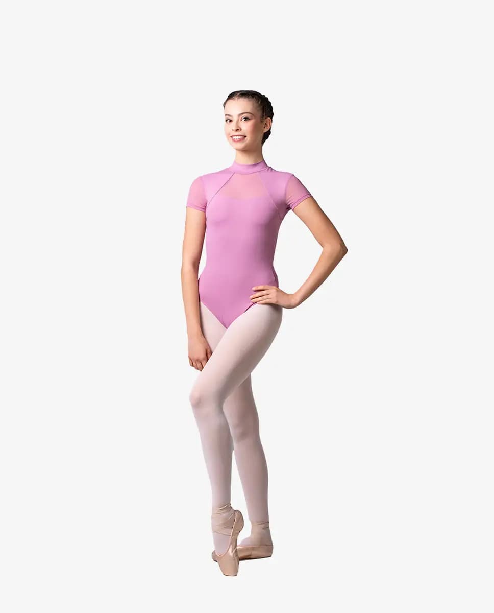 Mock Neck Short Sleeve Dance Leotard Ellie
