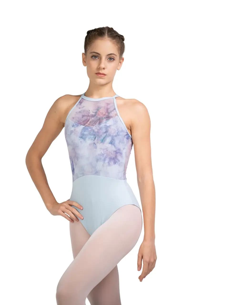 High Neck Halter Haze Charm Leotard Scarlett