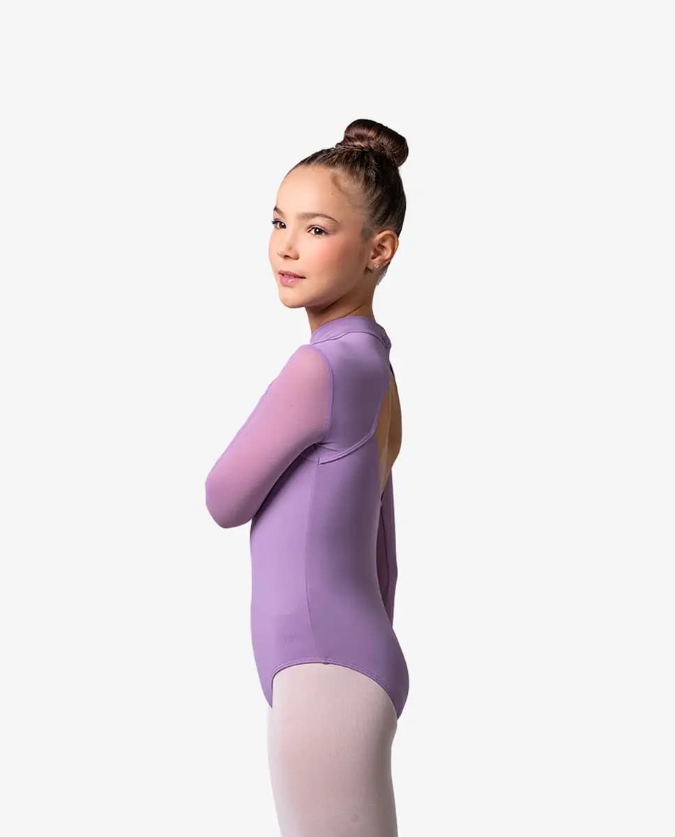 Girls Mock Neck Long Sleeve Leotard Emery