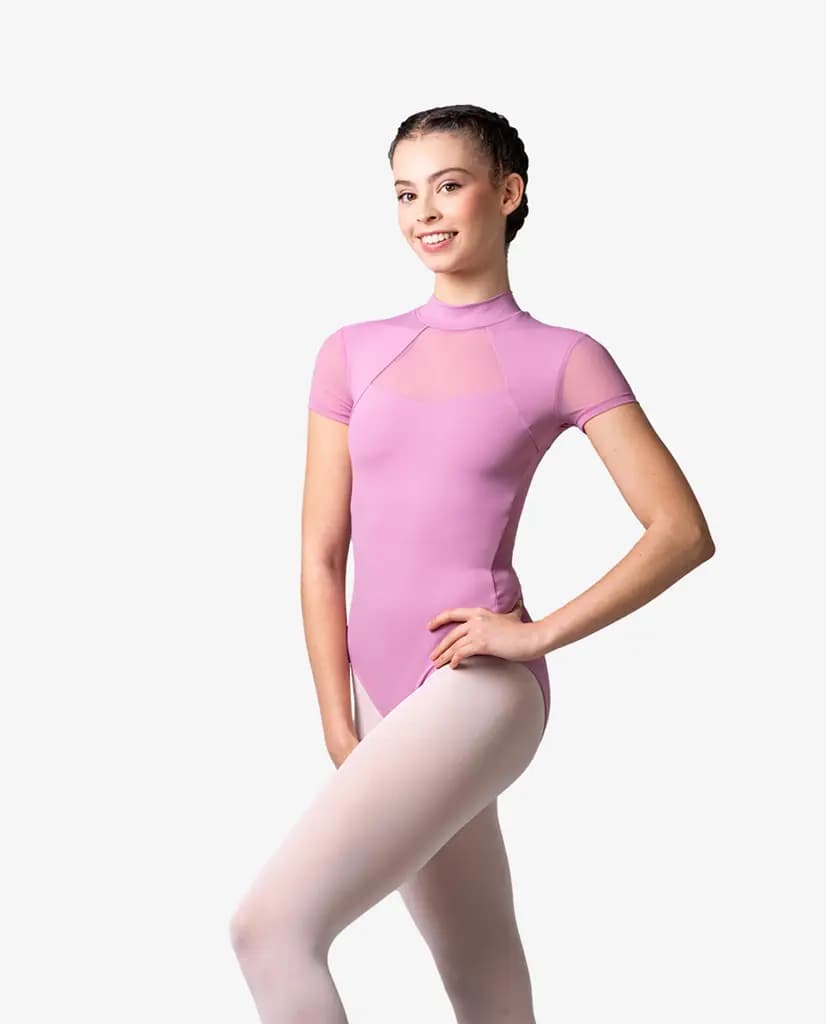 Mock Neck Short Sleeve Dance Leotard Ellie