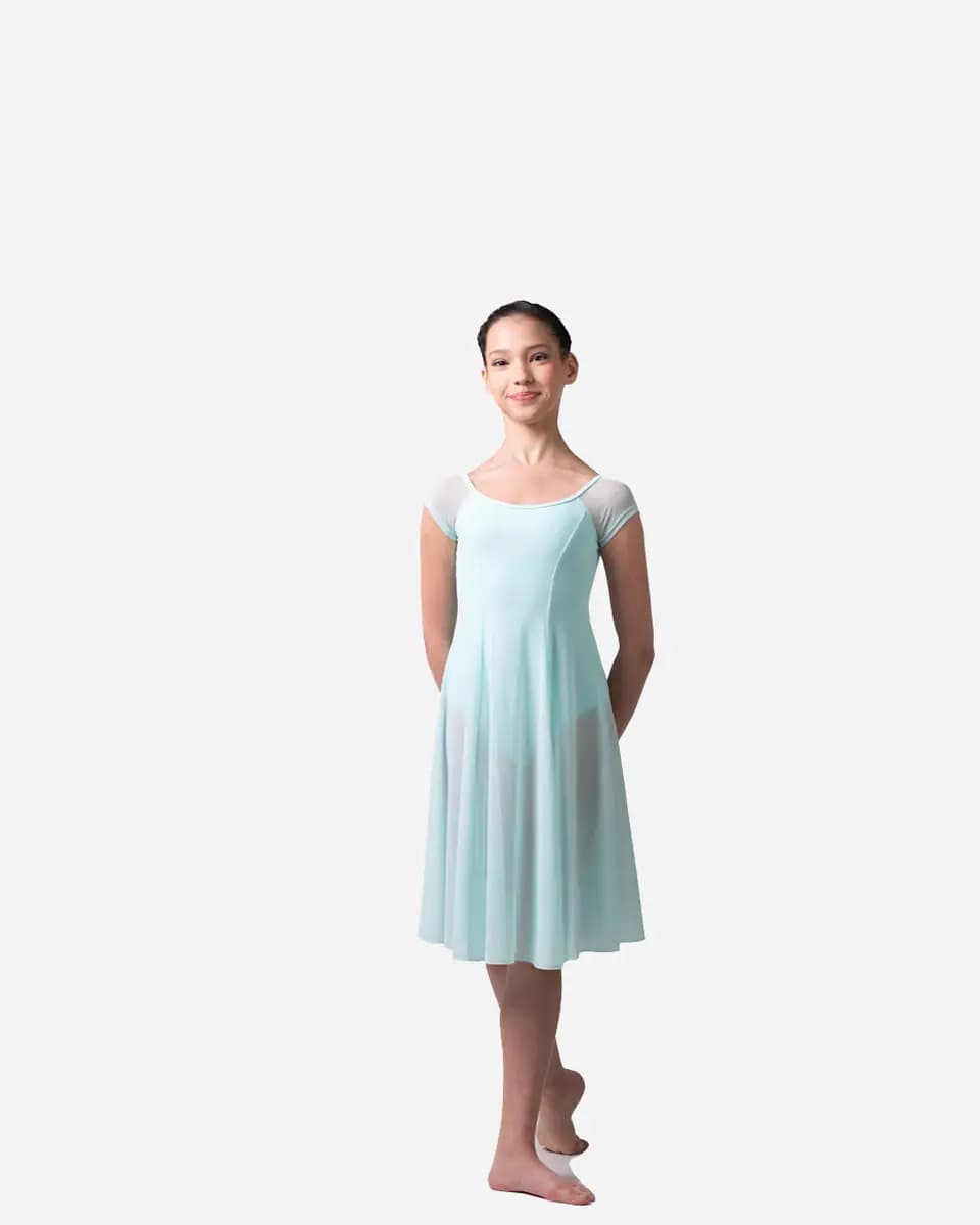 Girls Short Sleeve Long Dress Leotard Zelda