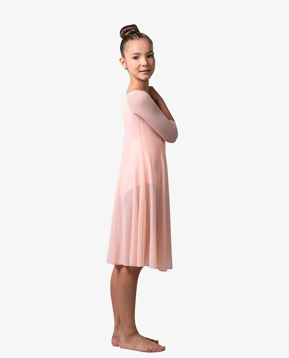 Girls 3/4 Sleeve Long Dress Leotard Julie