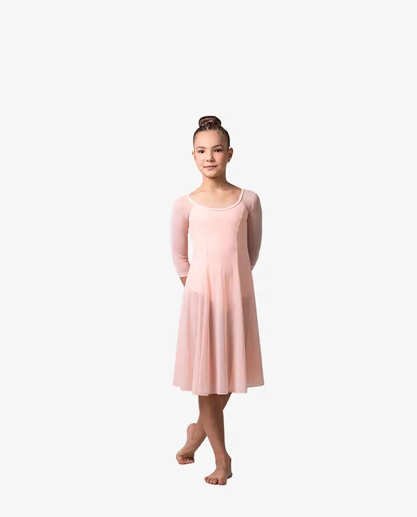 Girls 3/4 Sleeve Long Dress Leotard Julie